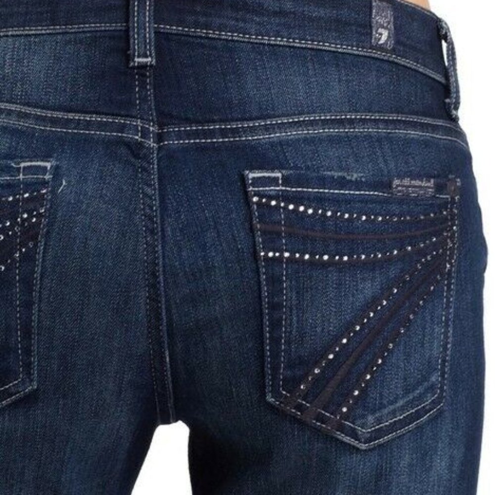 7 For All Mankind Dojo Flare Jeans Jeweled Sz 30